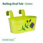 Load image into Gallery viewer, Metal Railing Oval Tub – Green (Pack of 2)