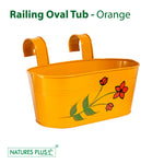 Load image into Gallery viewer, Metal Railing Oval Tub – Orange (Pack of 2)