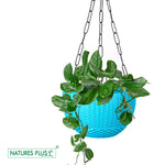Load image into Gallery viewer, Rattan Hanging Pot 7 Inch Blue (Pack of 6)