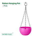 Load image into Gallery viewer, Rattan Hanging Pot 8 Inch Pink (Pack of 6)