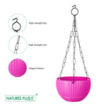 Load image into Gallery viewer, Rattan Hanging Pot 8 Inch Pink (Pack of 6)