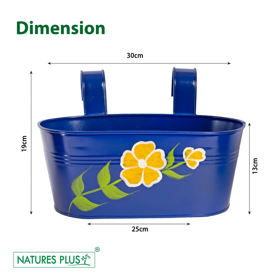 Metal Railing Oval Tub – Blue (Pack of 2)
