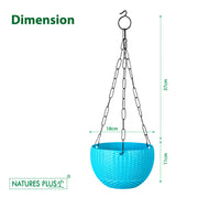 Rattan Hanging Pot 7 Inch Blue (Pack of 6)