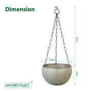 Rattan Hanging Pot 8 Inch Grey (Pack of 6)