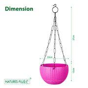 Rattan Hanging Pot 8 Inch Pink (Pack of 6)