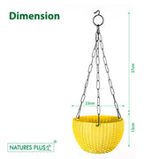Rattan Hanging Pot 8 Yellow (Pack of 6)